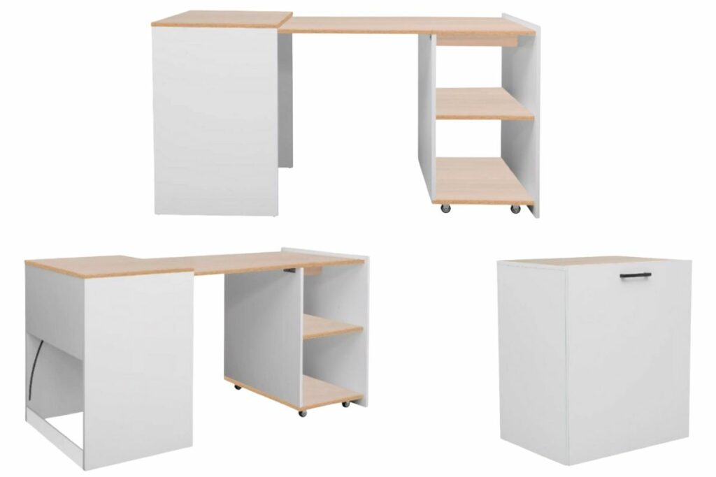 mała szafka, która po rozłożeniu zmienia się w biurko