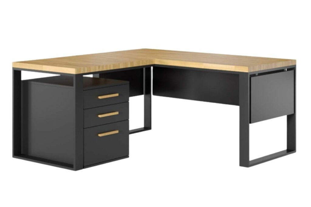 biurko narożne z dębowym blatem
